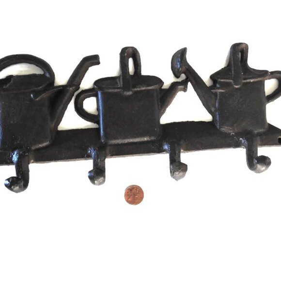 Cast Iron Watering Cans Garden Hooks Coat Rack - Picture 4 of 5